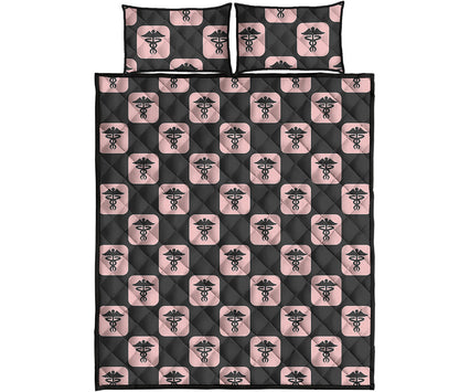 Caduceus Pattern Print Quilt Bed Set