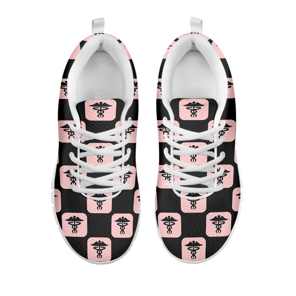 Caduceus Pattern Print White Sneakers
