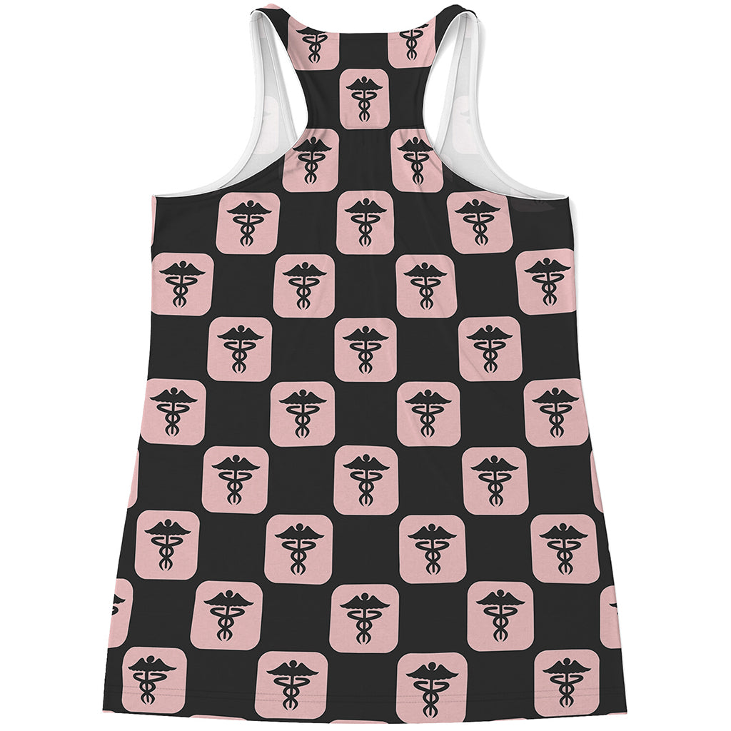 Caduceus Pattern Print Women's Racerback Tank Top