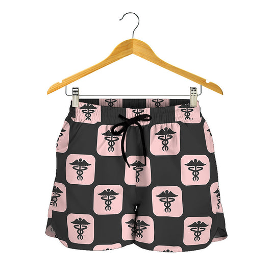 Caduceus Pattern Print Women's Shorts