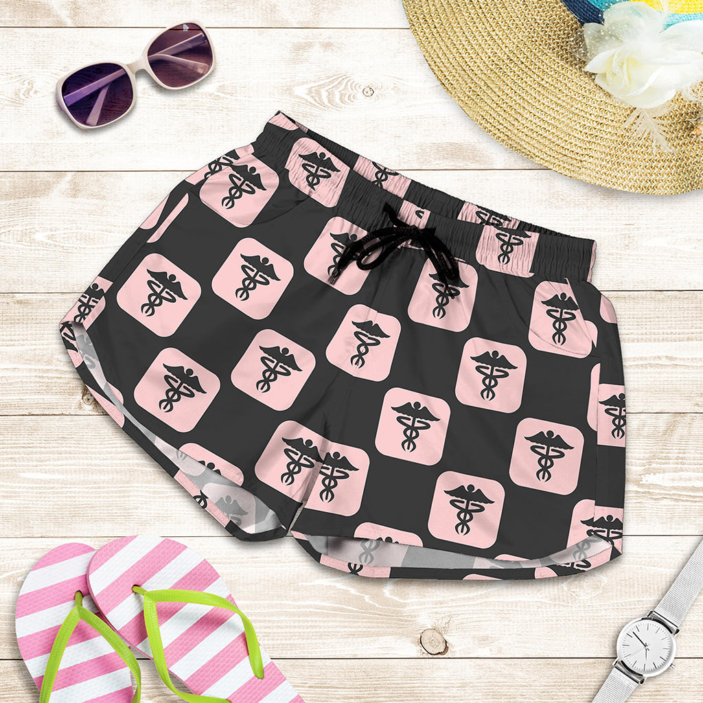 Caduceus Pattern Print Women's Shorts