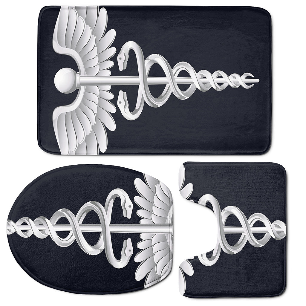 Caduceus Symbol Of Medicine Print 3 Piece Bath Mat Set