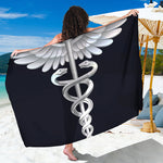 Caduceus Symbol Of Medicine Print Beach Sarong Wrap