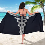 Caduceus Symbol Of Medicine Print Beach Sarong Wrap