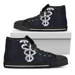 Caduceus Symbol Of Medicine Print Black High Top Shoes