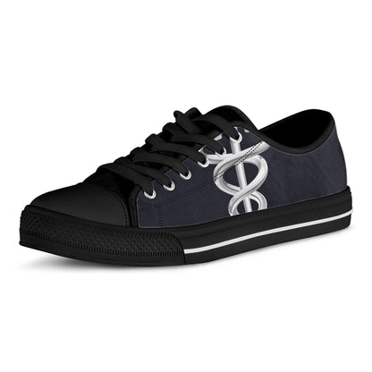 Caduceus Symbol Of Medicine Print Black Low Top Shoes 