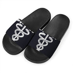 Caduceus Symbol Of Medicine Print Black Slide Sandals