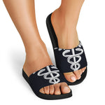 Caduceus Symbol Of Medicine Print Black Slide Sandals