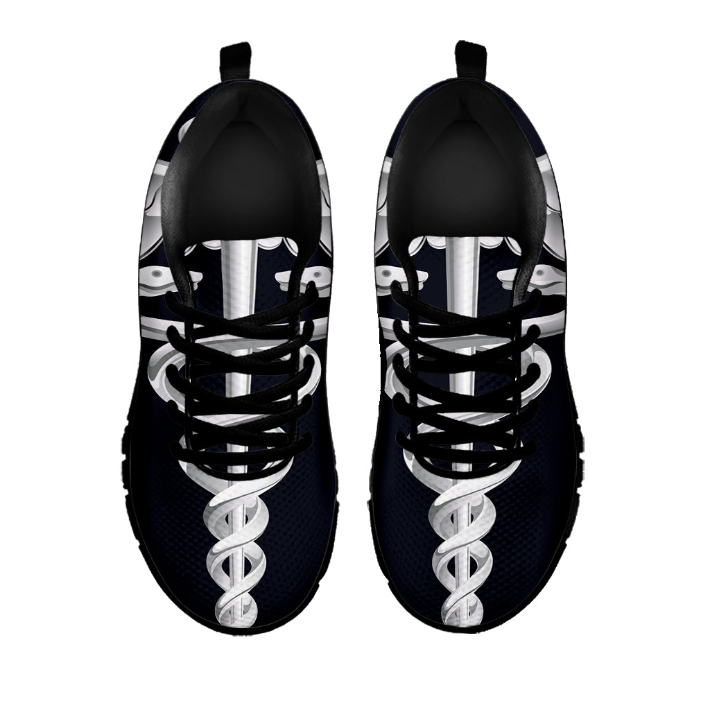 Caduceus Symbol Of Medicine Print Black Sneakers