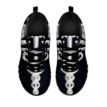 Caduceus Symbol Of Medicine Print Black Sneakers
