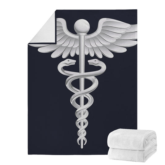Caduceus Symbol Of Medicine Print Blanket