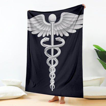 Caduceus Symbol Of Medicine Print Blanket