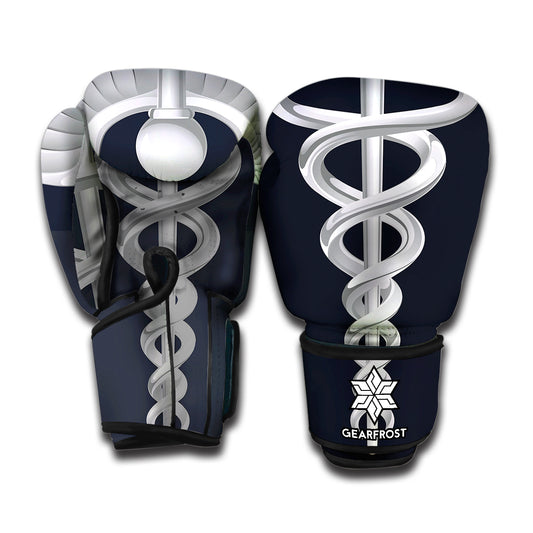 Caduceus Symbol Of Medicine Print Boxing Gloves
