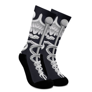 Caduceus Symbol Of Medicine Print Crew Socks