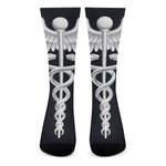 Caduceus Symbol Of Medicine Print Crew Socks