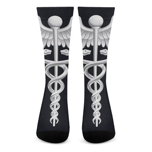 Caduceus Symbol Of Medicine Print Crew Socks