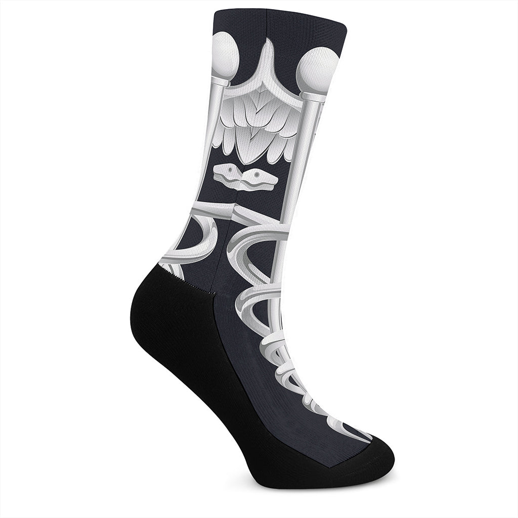 Caduceus Symbol Of Medicine Print Crew Socks