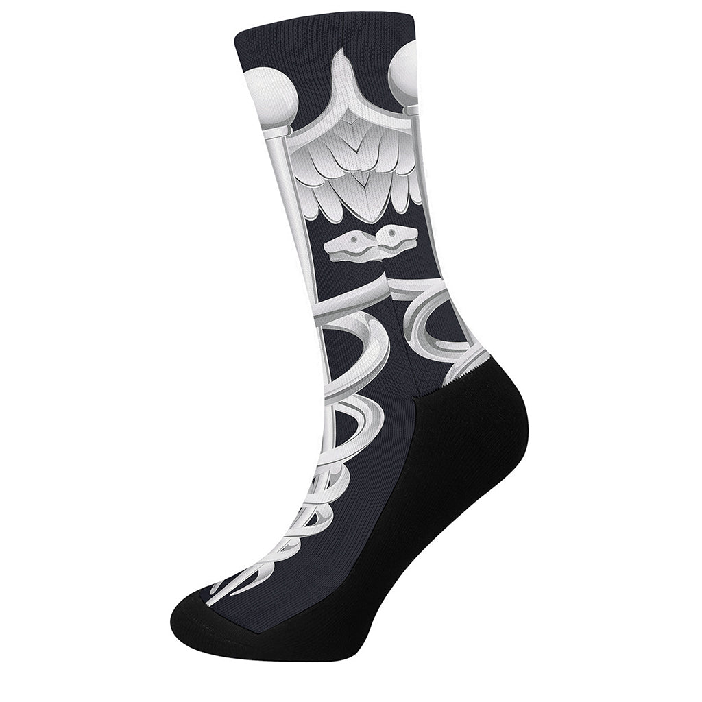 Caduceus Symbol Of Medicine Print Crew Socks