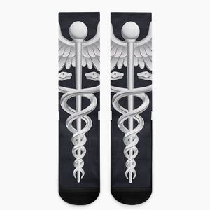 Caduceus Symbol Of Medicine Print Crew Socks