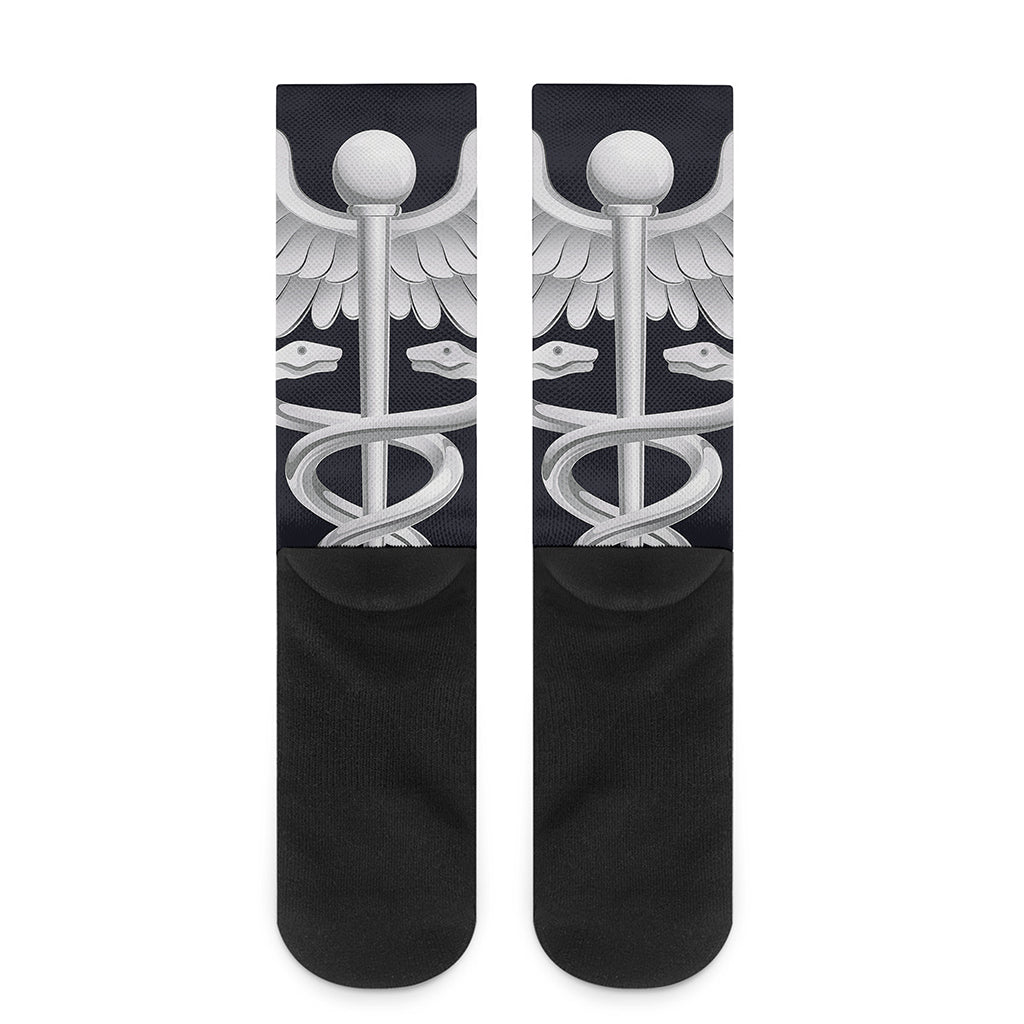 Caduceus Symbol Of Medicine Print Crew Socks