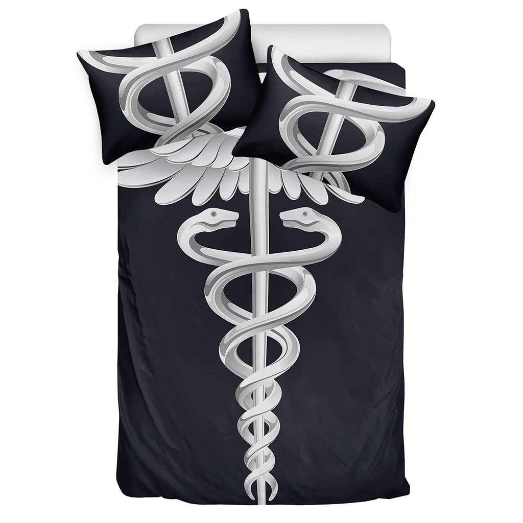 Caduceus Symbol Of Medicine Print Duvet Cover Bedding Set