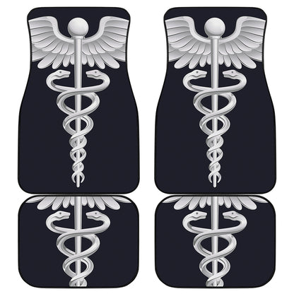 Caduceus Symbol Of Medicine Print Front and Back Car Floor Mats