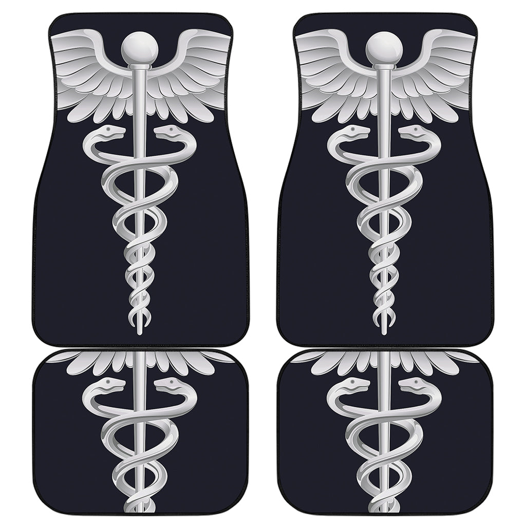 Caduceus Symbol Of Medicine Print Front and Back Car Floor Mats