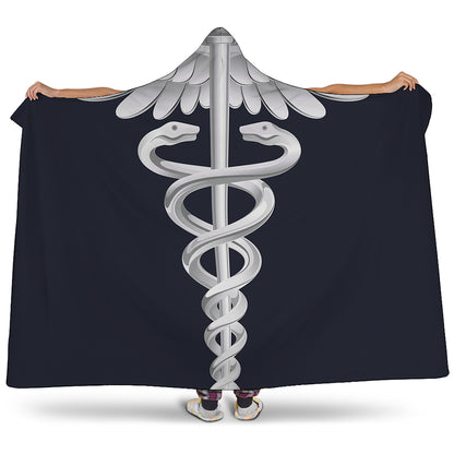 Caduceus Symbol Of Medicine Print Hooded Blanket