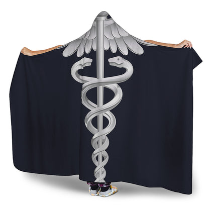 Caduceus Symbol Of Medicine Print Hooded Blanket