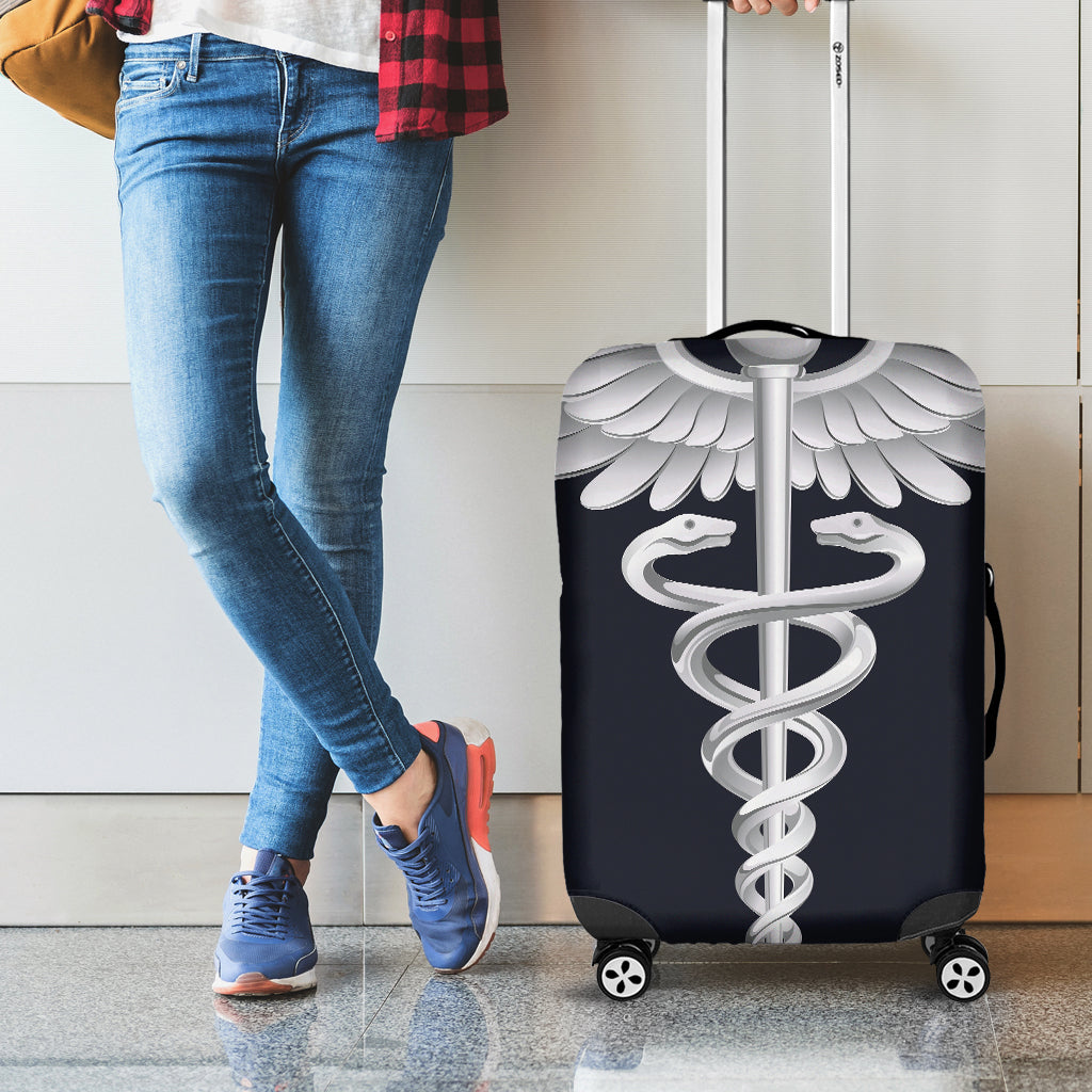 Caduceus Symbol Of Medicine Print Luggage Cover