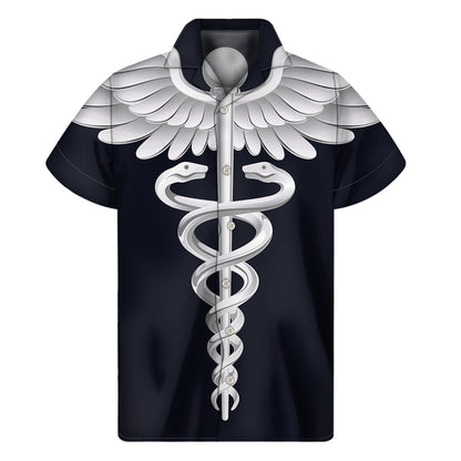 Caduceus Symbol Of Medicine Print Men's Short Sleeve Shirt