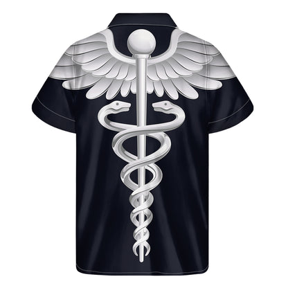Caduceus Symbol Of Medicine Print Men's Short Sleeve Shirt