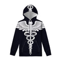 Caduceus Symbol Of Medicine Print Pullover Hoodie