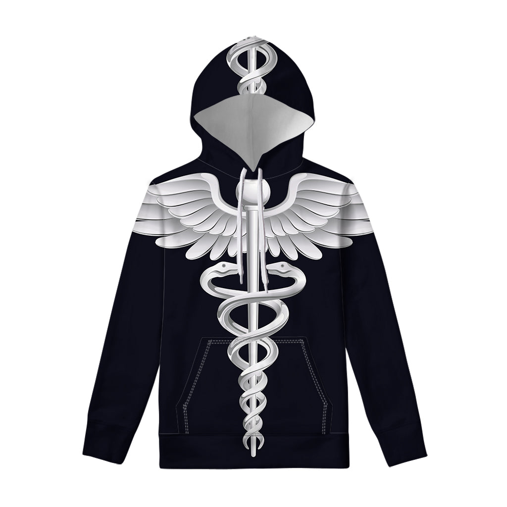 Caduceus Symbol Of Medicine Print Pullover Hoodie
