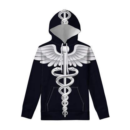 Caduceus Symbol Of Medicine Print Pullover Hoodie