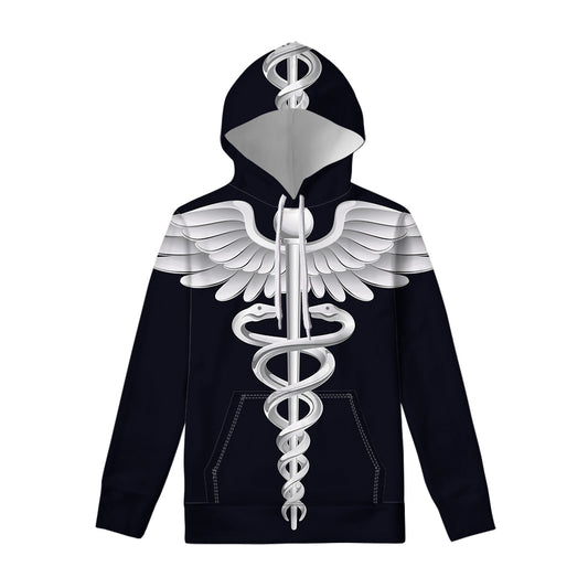 Caduceus Symbol Of Medicine Print Pullover Hoodie