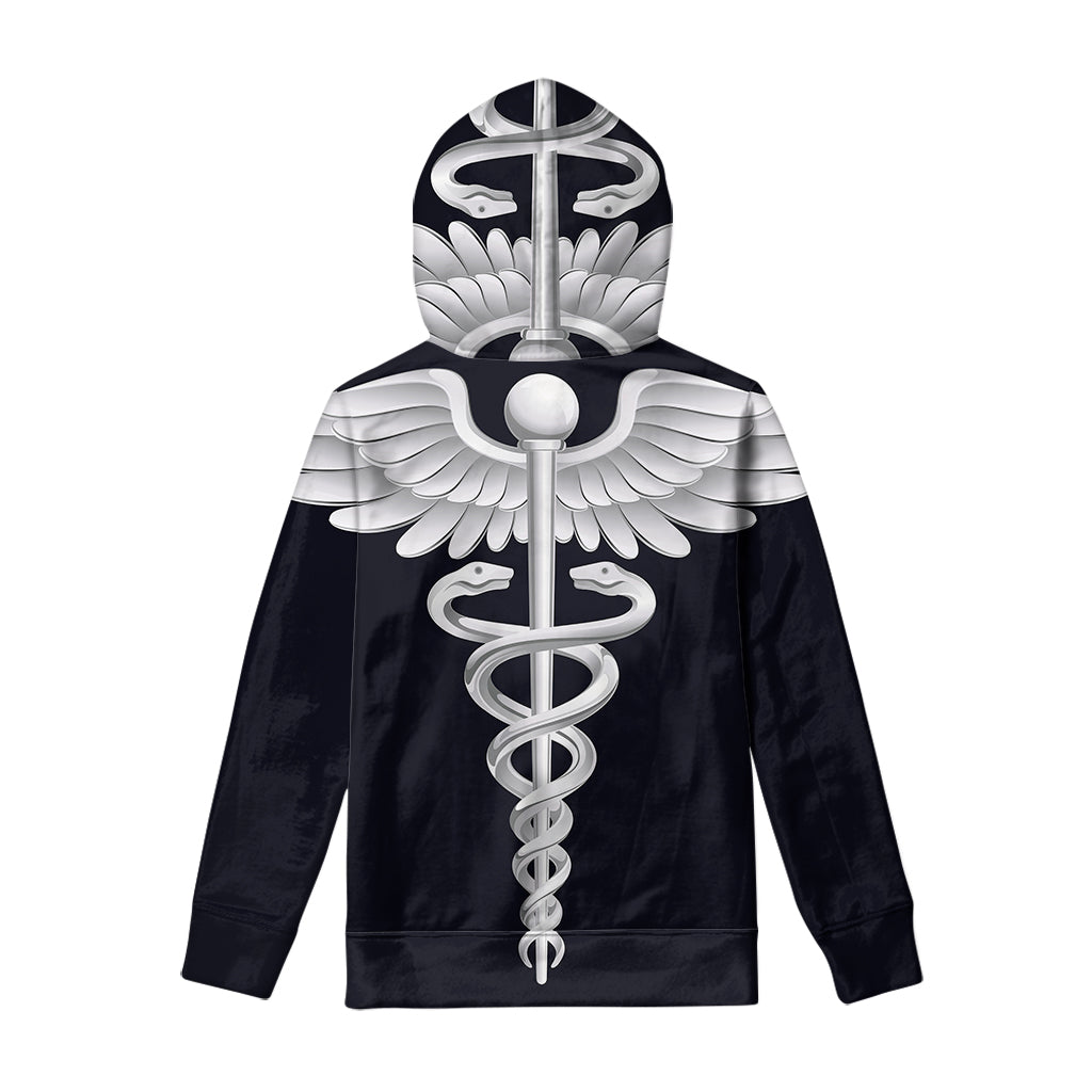 Caduceus Symbol Of Medicine Print Pullover Hoodie