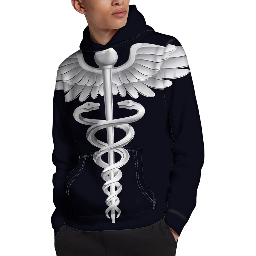 Caduceus Symbol Of Medicine Print Pullover Hoodie