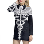 Caduceus Symbol Of Medicine Print Pullover Hoodie Dress