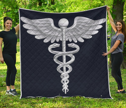 Caduceus Symbol Of Medicine Print Quilt