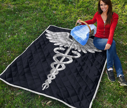 Caduceus Symbol Of Medicine Print Quilt