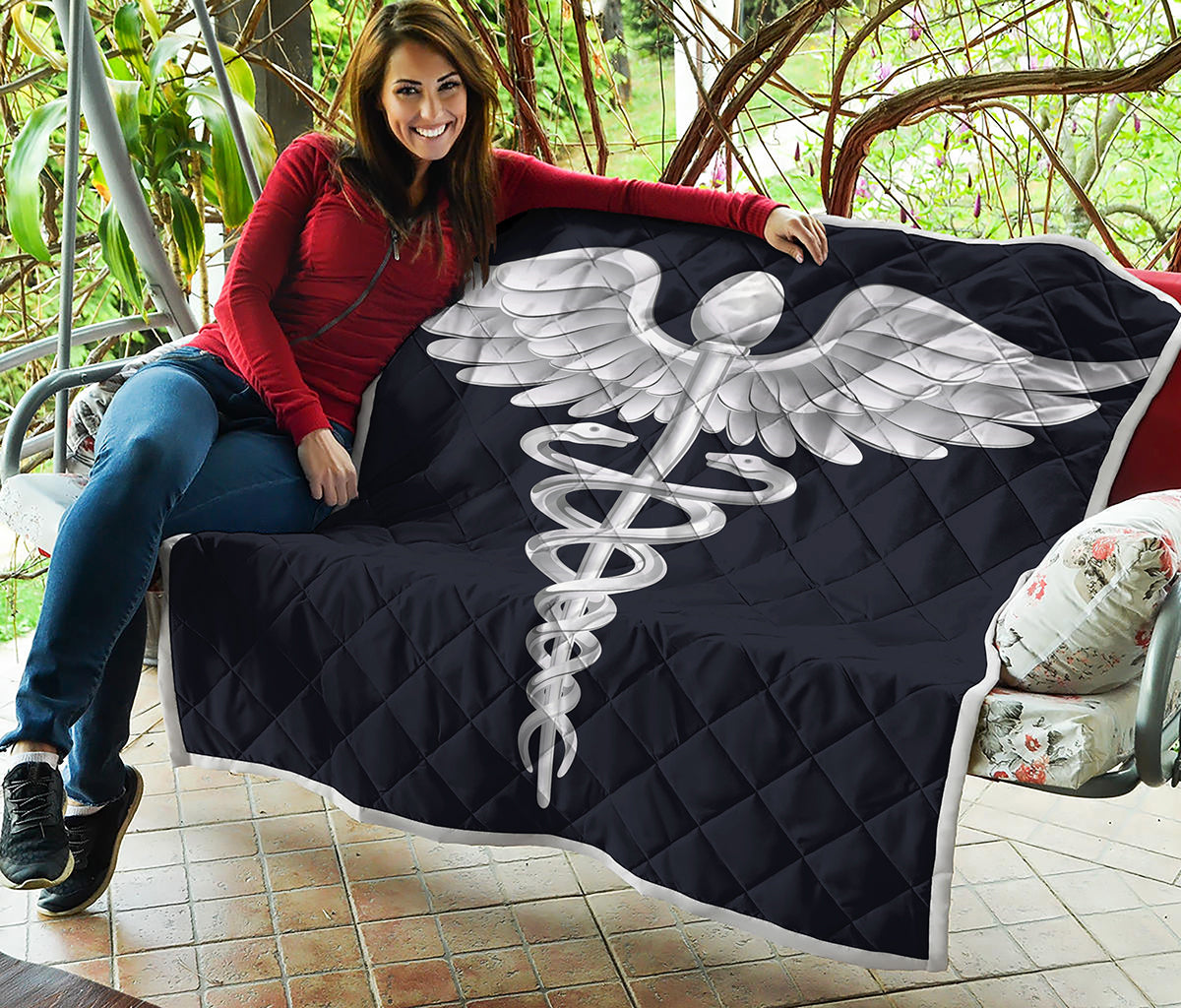Caduceus Symbol Of Medicine Print Quilt
