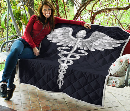 Caduceus Symbol Of Medicine Print Quilt