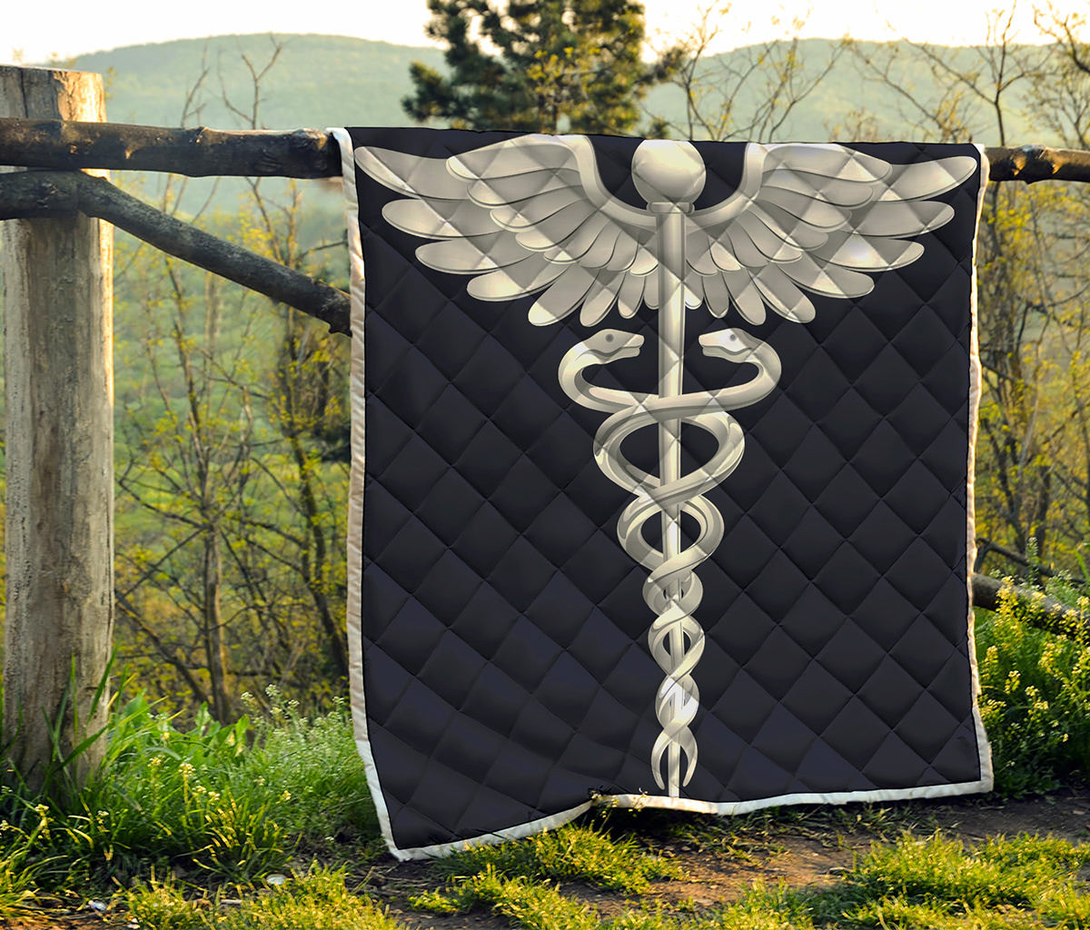 Caduceus Symbol Of Medicine Print Quilt