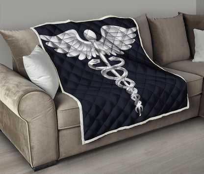 Caduceus Symbol Of Medicine Print Quilt