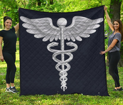 Caduceus Symbol Of Medicine Print Quilt