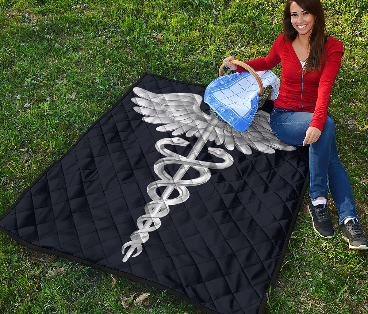 Caduceus Symbol Of Medicine Print Quilt