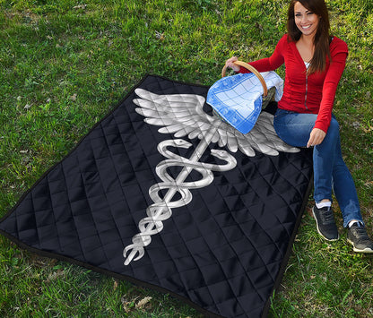 Caduceus Symbol Of Medicine Print Quilt