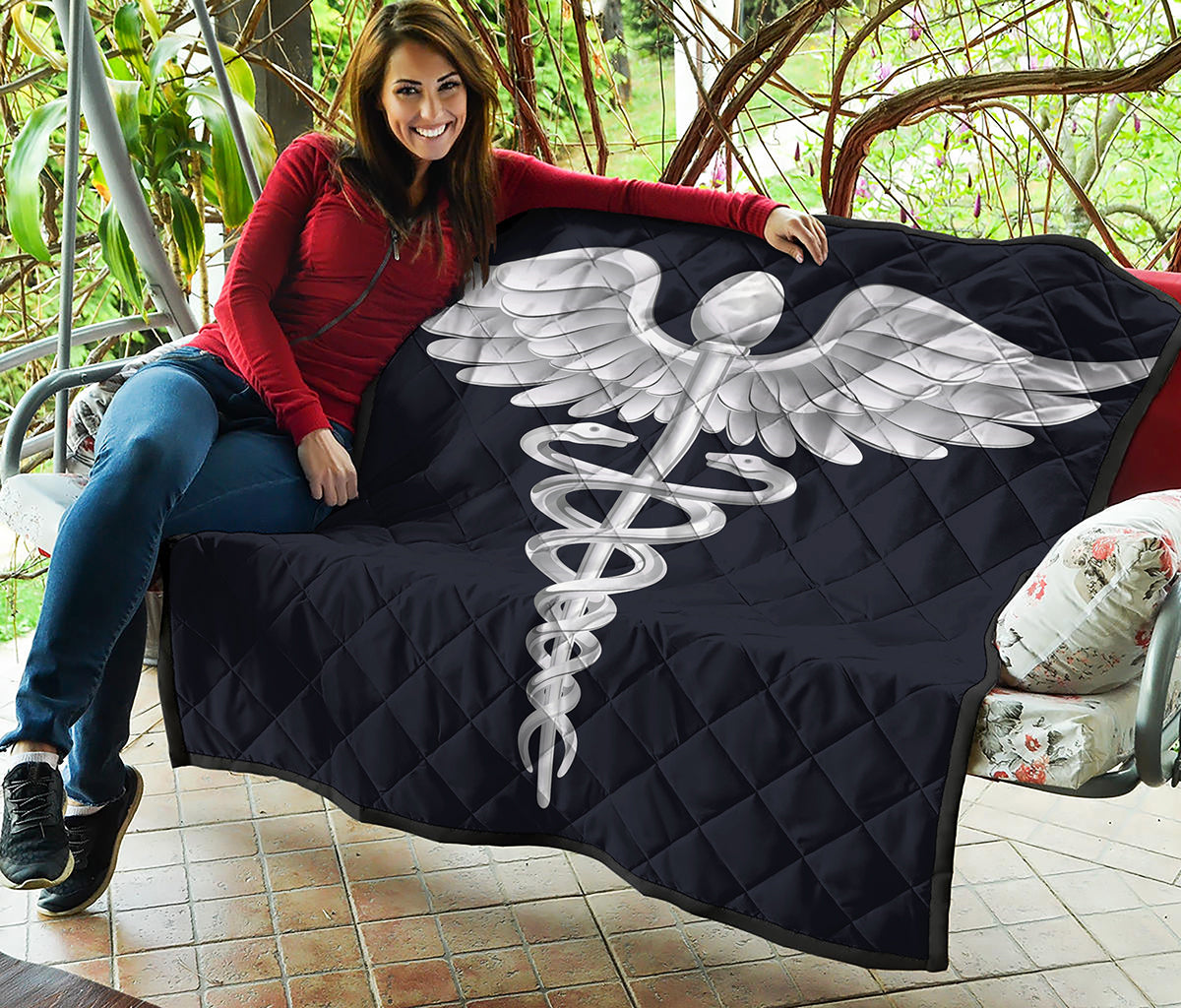 Caduceus Symbol Of Medicine Print Quilt