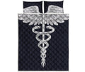Caduceus Symbol Of Medicine Print Quilt Bed Set